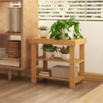 Banco Sapateira de Bambu Organizador de Sapatos com 2 Prateleiras para 4 Pares de Sapatos 50x28x45 cm Madeira