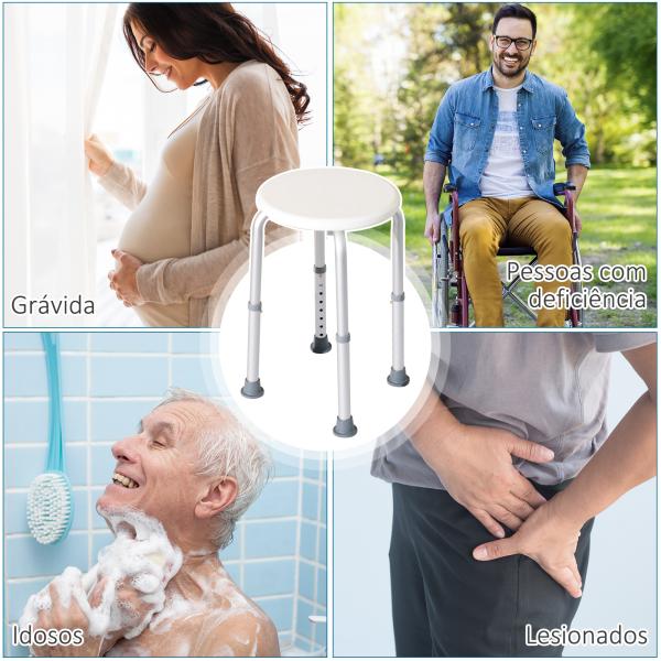 Banco de Duche Banco de Segurança para Duche com Altura Ajustável 32,2x41x35,5 - 54cm Branco