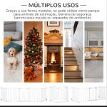 Barreira de Segurança para Animais de Estimação Barreira Dobrável de 5 Painéis com Fechadura Inteligente 300x74,5 cm Branco