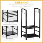 Suporte para Lenha de 2 Níveis Porta Lenha Exterior e Interior Metálico com 4 Ferramentas para Lareira Carga Máx. 100kg 40x30x74,5cm Preto