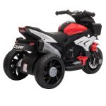 Motocicleta Elétrica Infantil com 3 Rodas para Crianças acima de 3 anos Triciclo com Pedal para Crianças Bateria 6V com Luzes Música Pneus Largos 86x42x52cm Vermelho e Preto