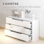 Cómoda com 6 Gavetas Cómoda de Dormitório Moderna com Sistema Anti - Tombo 120x40x75 cm Branco