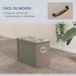 Comedouro Elevado para Cães com 2 Tigelas de Aço Inoxidável e Espaço de Armazenamento Oculto 60x30x41 cm Cinzento
