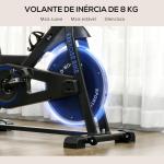 Bicicleta Estática com Volante de Inércia 8 kg Ecrã LCD Guiador e Assento Ajustáveis 103x53x110 - 114 cm Azul