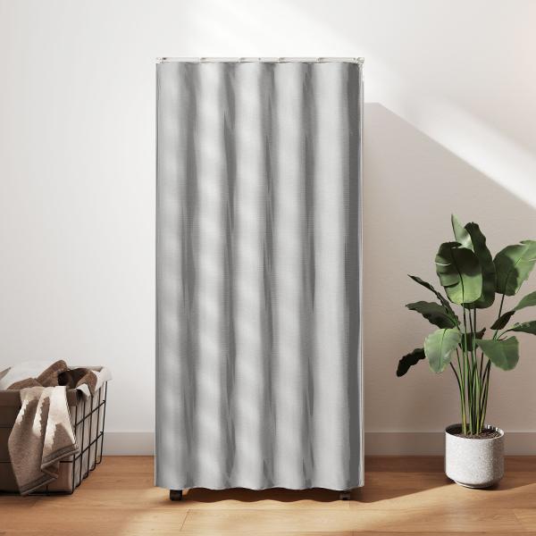 Roupeiro com Rodas, Cortina, Barra de Pendurar e 2 Compartimentos para Quarto 60x40x128 cm Branco