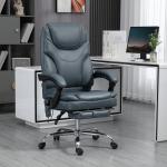 Cadeira de Escritório com 6 Pontos de Massagem por Vibração Aquecimento Estofada em Couro PU 67x67x113 - 121 cm Cinza