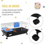 Gaiola para Roedores Pequenos com Rodas Habitat para Furões Porquinho da India com Comedouro Bebedouro Rampa 89x44x43cm Preto