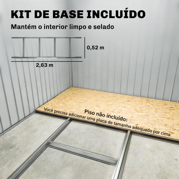 Abrigo de Jardim 280x130x172cm Abrigo de Exterior de Aço Galvanizado com Porta Corredeira e Ventilações Cinza Escuro