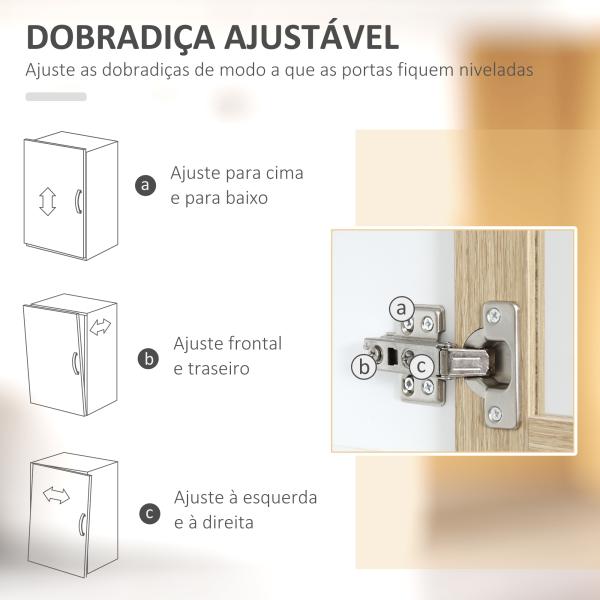 Aparador de Cozinha com 4 Portas de Vidro Bancada Aberta para Micro - Ondas 80x40x180 cm Branco e Madeira