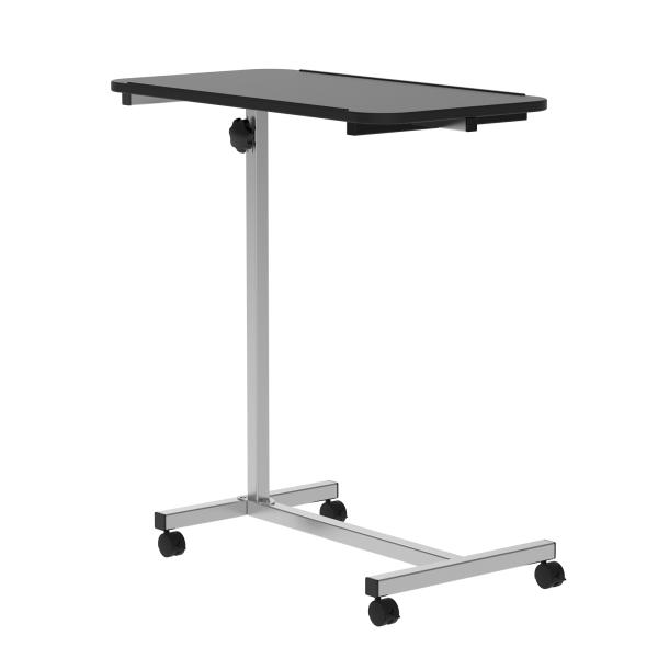 Mesa Auxiliar com Rodas Mesa para Sofá ou Cama com Altura Ajustável e Estrutura de Metal 77x40x76 - 100 cm Preto e Prata