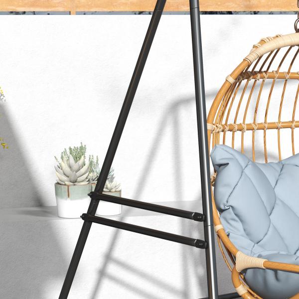 Suporte para Cadeira Suspensa 130 cm Suporte para Baloiço com Estrutura em Aço Capacidade 150 kg para Pátio Jardim Preto