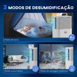 Desumidificador 10L/dia Silencioso com 3 Modos Ecrã LED Temporizador 24H Bloqueio Infantil e Drenagem Contínua Branco