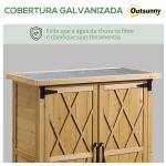 Abrigo de Jardim em Madeira, 75x40x90 cm Armazenamento de Ferramentas, com 4 Prateleiras 2 Portas e Telhado de Aço Galvanizado Madeira