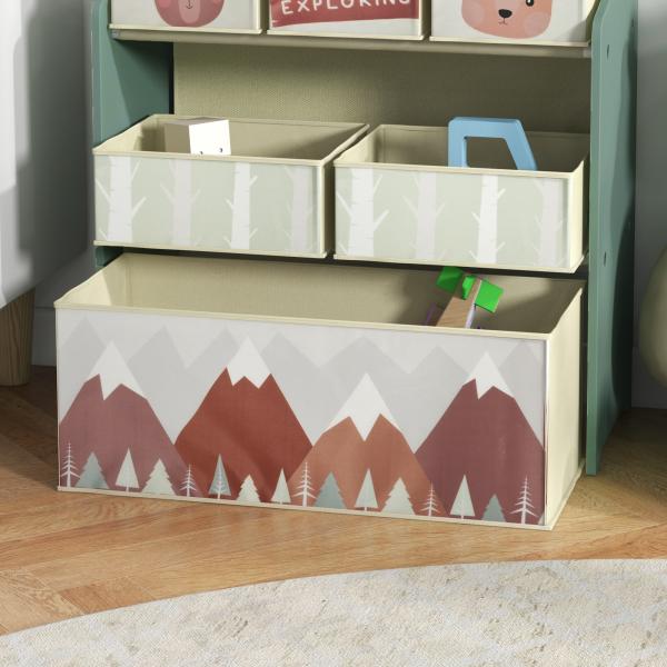 Estante para Brinquedos com 6 Caixas de Tecido não Tecido Amovíveis Organizador de Brinquedos 63x30x66 cm Verde