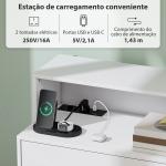Cómoda com 4 Gavetas e Estação de Carregamento com Porta USB Porta USB - C Prateleira Aberta 80x40x120 cm Branco