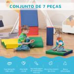 Conjunto de 7 Blocos de Espuma para Crianças de 1 - 3 Anos Blocos de Construção para Escalar e Gatinhar 60x40x11 cm Multicor