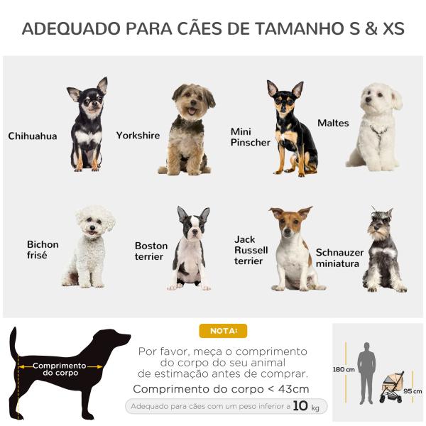 Carrinho para Animais de Estimação Dobrável com Cesta de Armazenamento Cinto de Segurança 76,5x52x95 cm Marrom Claro