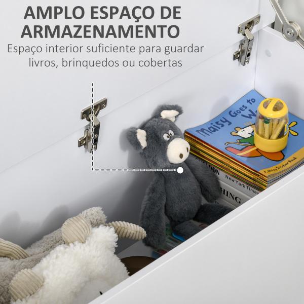 Baú de Armazenamento, Banco de Armazenamento com Dobradiça de Segurança, Estilo Moderno, para Entrada, Quarto, Sala de Estar, 100x40x40 cm, Branco