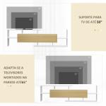 Móvel de TV Moderno Móvel para Televisores 153,6x25x42cm e Prateleira de Parede 150x14,5x16,3cm Branco e Madeira