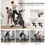Bicicleta Estática com Resistência Ajustável Volante de Inércia de 8kg Ecrã LCD Assento e Guiador Ajustáveis 103x48x115cm Preto e Laranja