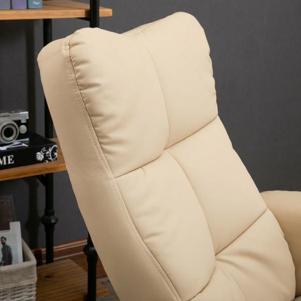 Poltrona Relax Reclinável com Apoio de Pés, 10 Pontos de Massagem, Giratória, Comando à Distância, Bolso Lateral, Creme