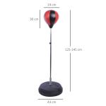 Punching Ball de Boxe com Altura Ajustável Base Recarregável e Luvas para Adolescentes Ø43x125 - 145 cm Vermelho e Preto