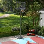 Tabela de Basquetebol com Altura Ajustável 230 - 305 cm para Piscina com Rodas e Base Preenchível 110x75x195 - 370 cm Preto