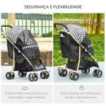 Carrinho para Cães Carrinho para Animais de Estimação com Janela de Malha e Cinto de Segurança 80x44,5x97 cm Preto