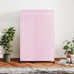 Roupeiro de Tecido Dobrável com 6 Prateleiras 1 Barra de Pendurar e Rodas para Dormitório Vestidor 103x43x162,5 cm Rosa