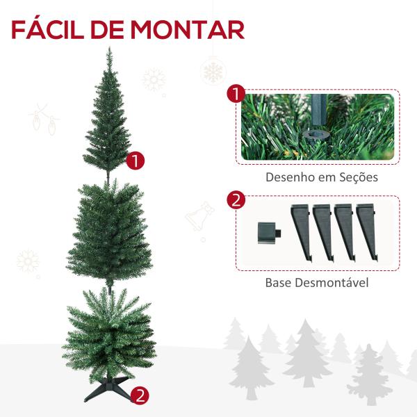 Árvore de Natal Artificial 180cm Ignífugo com 390 Pontas de Ramo PVC Decoração de Natal para Interiores Fácil de Montar Verde