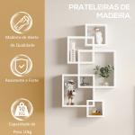 Estante de Parede com 5 Cubos Estante Flutuante de Madeira Estilo Moderno 49,5x10,2x86cm Branco