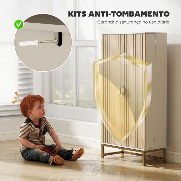 Armário de Cozinha com 2 Portas e 12 Compartimentos Design Moderno com 5 Prateleiras Ajustáveis Branco