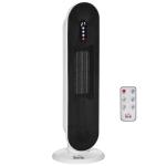 Aquecedor Cerâmico de Torre 1200W/2000W com Controle Remoto Termostato Temporizador de 24h e Sistema Anti - Rolamento para Sala de 20m² 21x21x63,5cm Branco e Preto