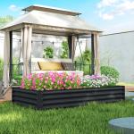Caixa de Plantio de Aço Galvanizado para Cultivar Plantas Flores Floreira Grande de Exterior Retangular com Fundo Aberto 180x90x30 cm Cinzento Escuro