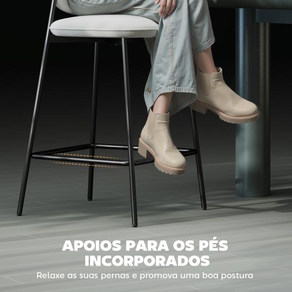 Conjunto de 2 Bancos de Bar Bancos Altos de Cozinha com Apoio para os Pés Estofados em Veludo 45x49x102 cm Cinza Claro