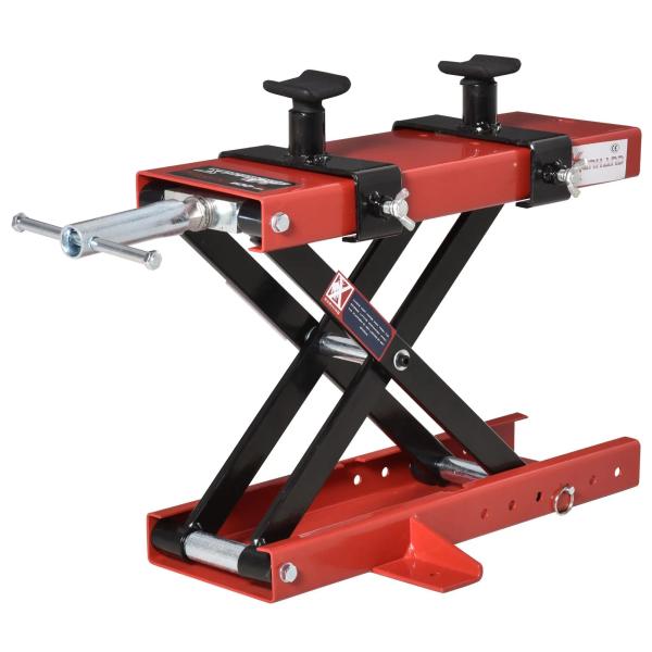 Plataforma Elevadora para Motocicletas com Altura Ajustável de 19 - 53cm Carga Máxima 500kg para Estacionar ou Reparar Oficina Garagem Preto e Vermelho