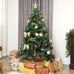 Árvore de Natal de 150 cm com Decorações 150 Luzes LED Branco Quente 8 Modos de Iluminação e 480 Ramos Verde