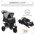 Carrinho de animais de estimação dobrável com rodas Correias de segurança e cesto de armazenamento 109,5x57,5x106,5 cm Cinza e preto