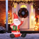 Pai Natal Insuflável de 1,2 m com Presente Decoração de Natal Iluminação LED 70x50x120cm Multicolorido
