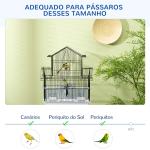 Gaiola para Pássaros de Aço com Bandeja Removível e 2 Comedouros, Periquitos e Pintassilgos 50,5x41x63 cm Branco