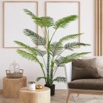 Planta Artificial Decorativa 170 cm Palmeira Artificial com Vaso e Folhas para Interior Casa Sala Escritório Verde
