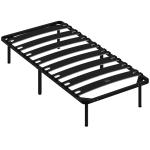 Estrutura de Cama 90x190 cm de Aço com Espaço de Armazenamento em Madeira de Álamo Capacidade 300 kg Preto