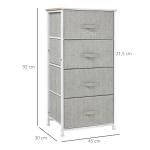 Cómoda Organizador com 4 Gavetas de tecido para sala de estar quarto 45x30x92cm