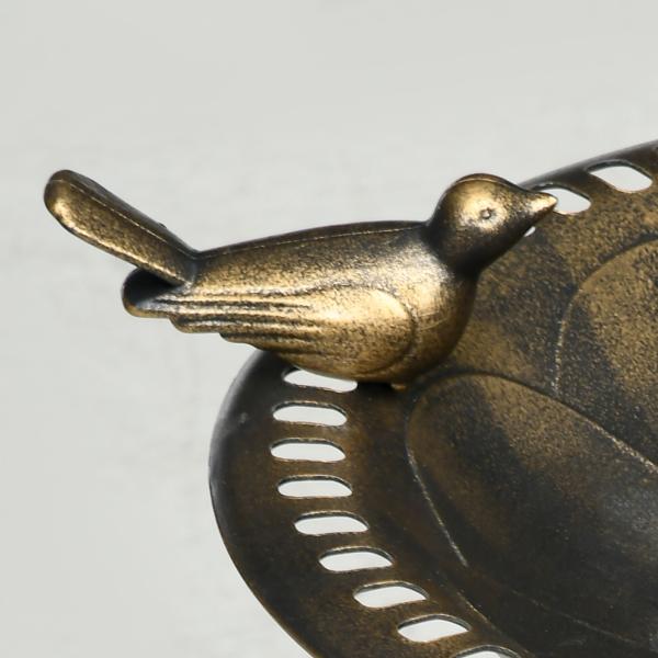 Banheira para Pássaros de Jardim Altura 72 cm com 2 Níveis Desenho Elegante Banheira para Aves para Exterior Ø50x72 cm Bronze