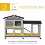 Casota para Coelhos Exterior 157,4x53x99,5 cm Gaiola Grande com Rodas, Telhado Asfáltico, Tabuleiros Removíveis e Rampa Cinzento