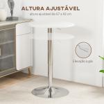 Mesa de Bar com Altura Ajustável Giratória 360° com Base Redonda Mesa Alta Moderna para Cozinha Ø63x67 - 93 cm Branco