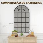 Espelho Decorativo de Parede Moderno 65x110 cm com Estrutura de Metal para Sala de Estar Corredor Entrada Preto