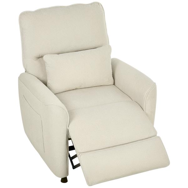 Poltrona Relax com Aquecimento Lombar e Massagem por Vibração Poltrona Reclinável com Função de Memória 88x93x102 cm Creme