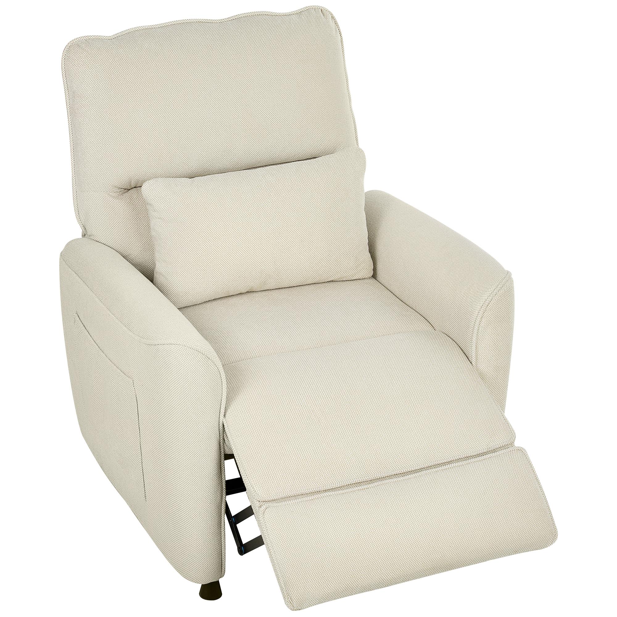 Poltrona Relax com Aquecimento Lombar e Massagem por Vibração Poltrona Reclinável com Função de Memória 88x93x102 cm Creme