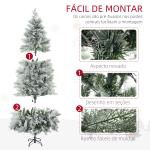 Árvore de Natal Artificial Nevada 180 cm com 300 Luzes LED 577 Ramos e Base Dobrável Verde